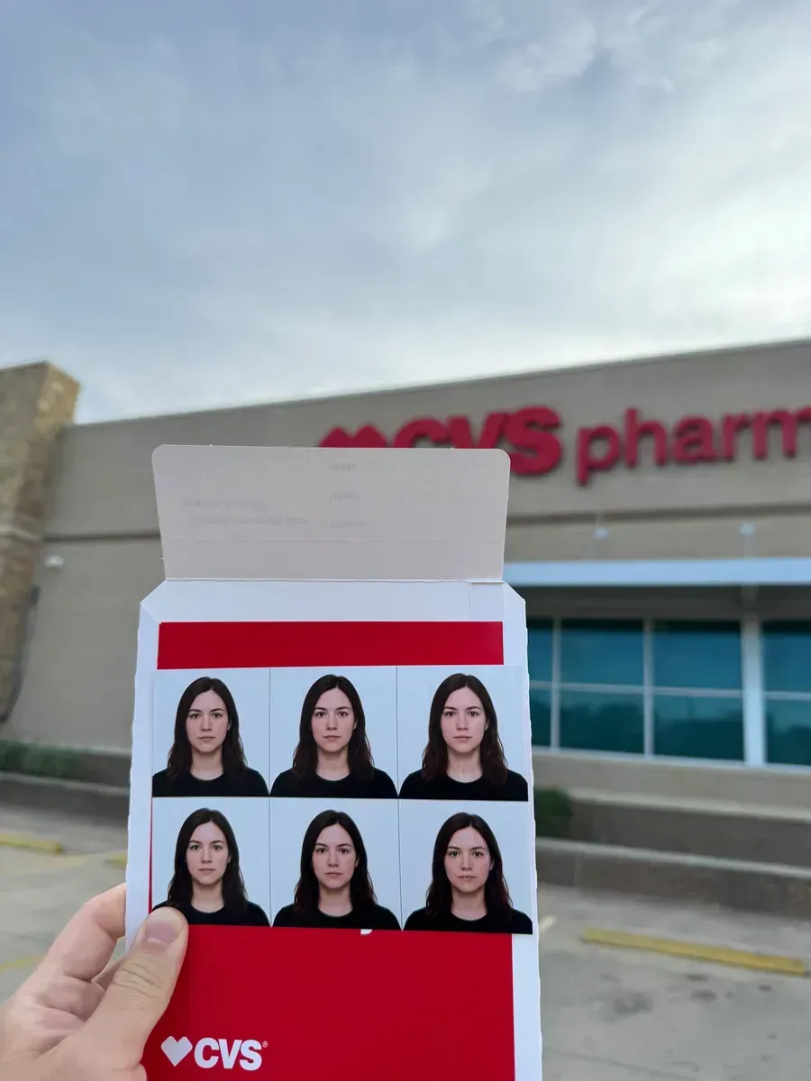 Final result: individual passport photos cut from the 4x6 sheet printed at CVS