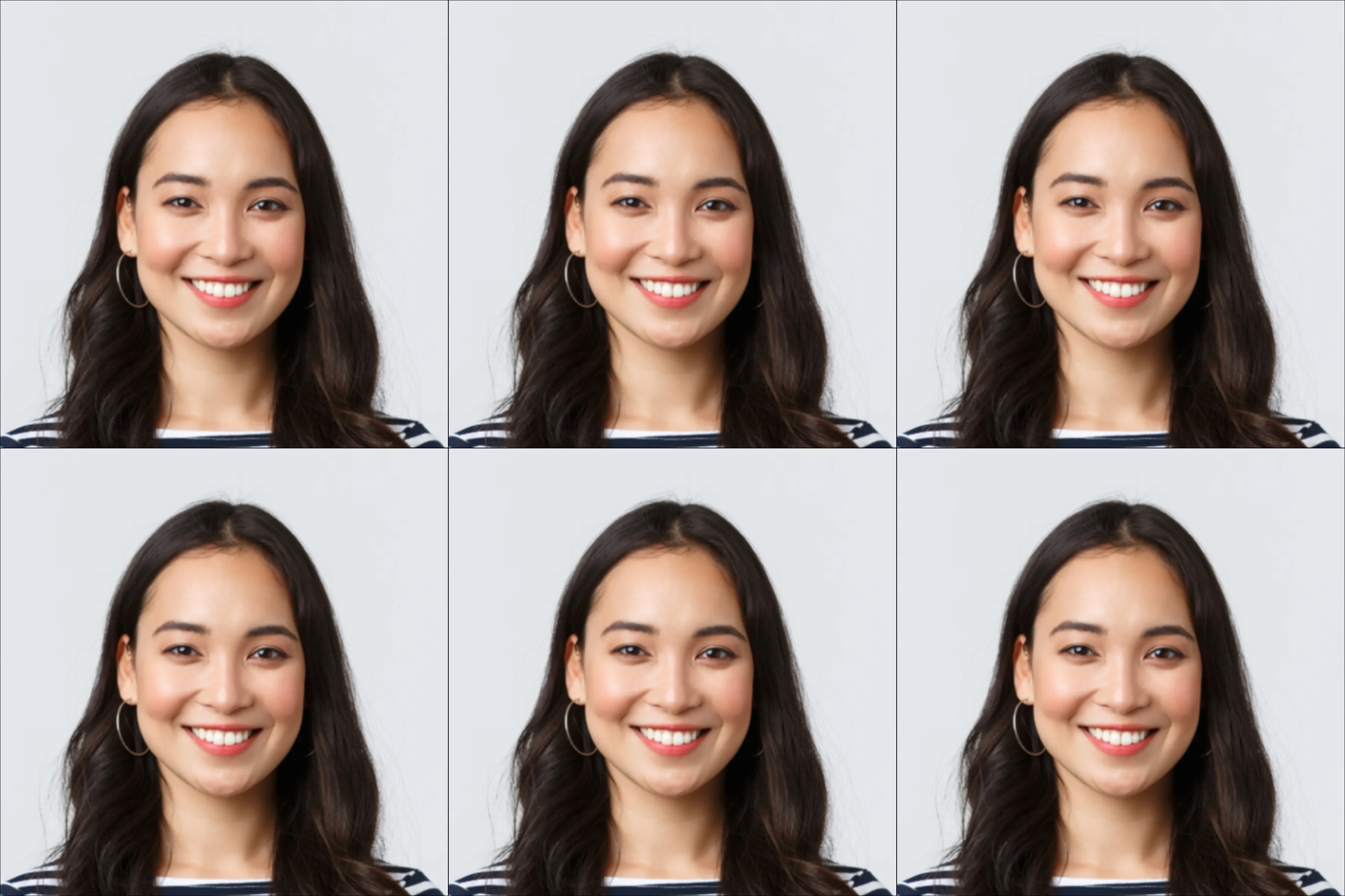 4×6 print sheet with 6 passport photos arranged in a grid — this is the file you download