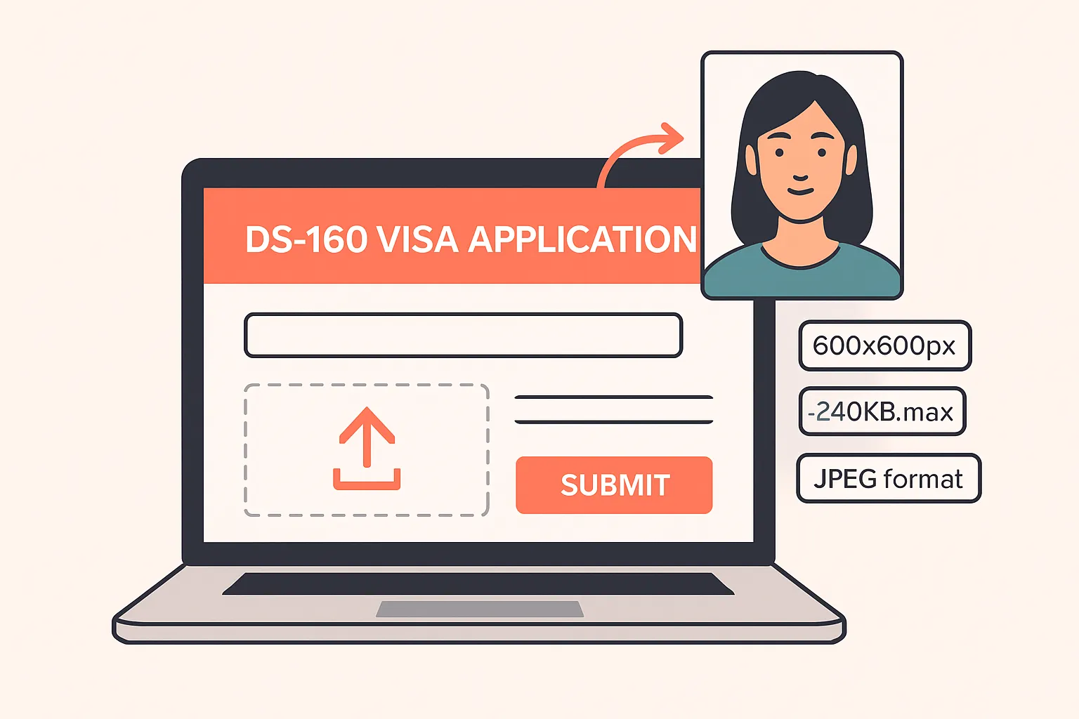 DS-160签证照片上传示意图