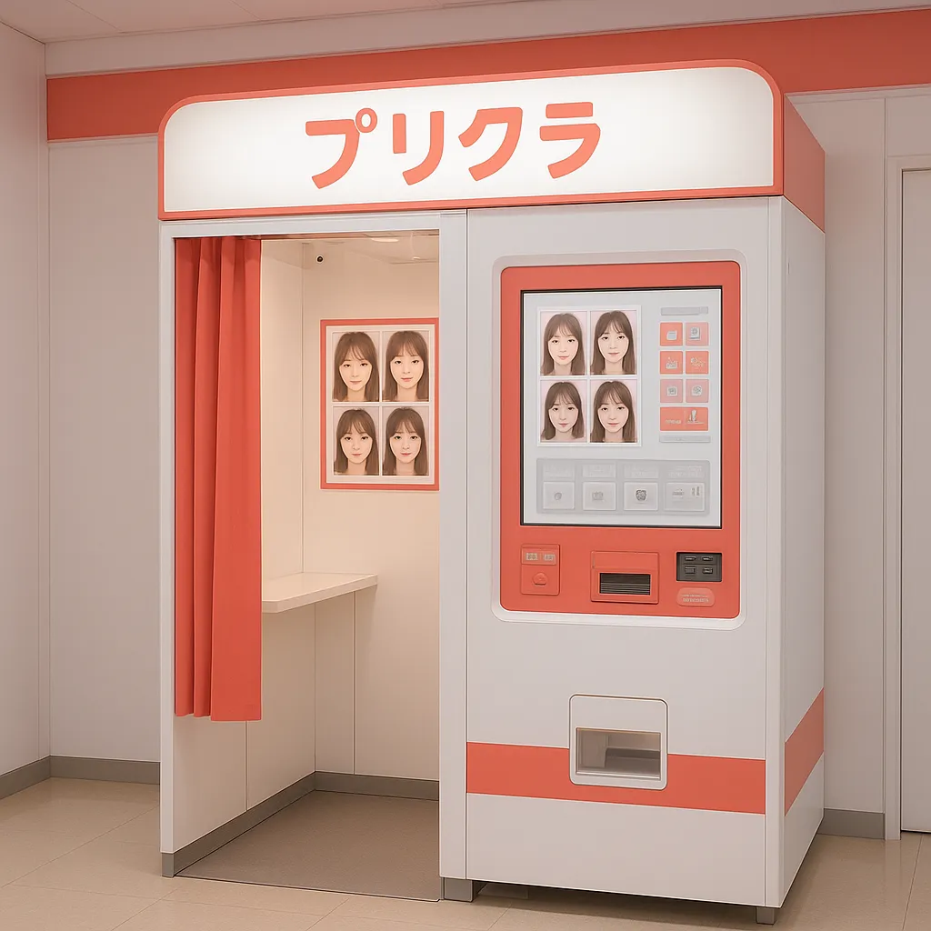 日本のコンビニにある証明写真機のイラスト