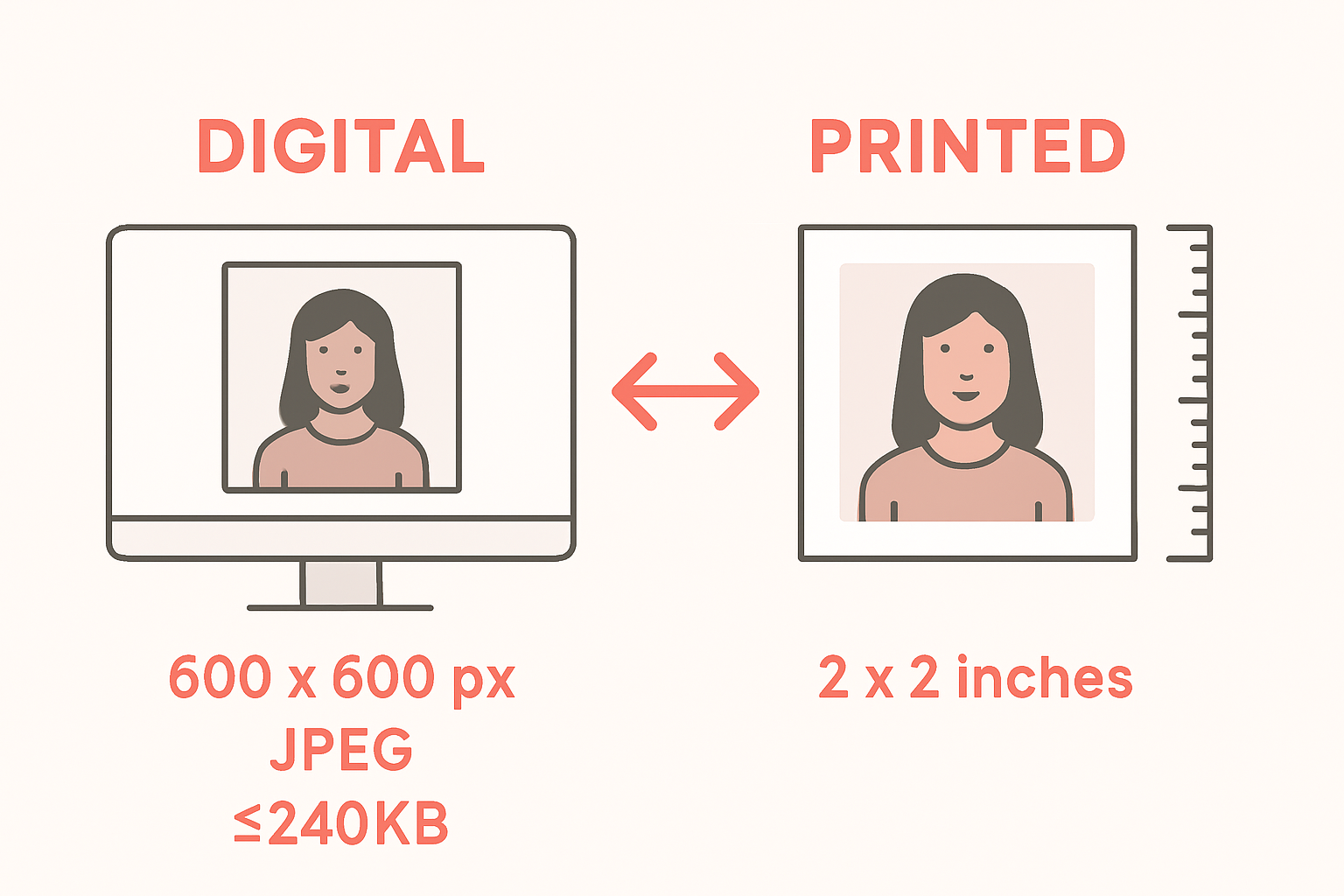 Digital photo 600x600px vs printed photo 2x2 inches comparison