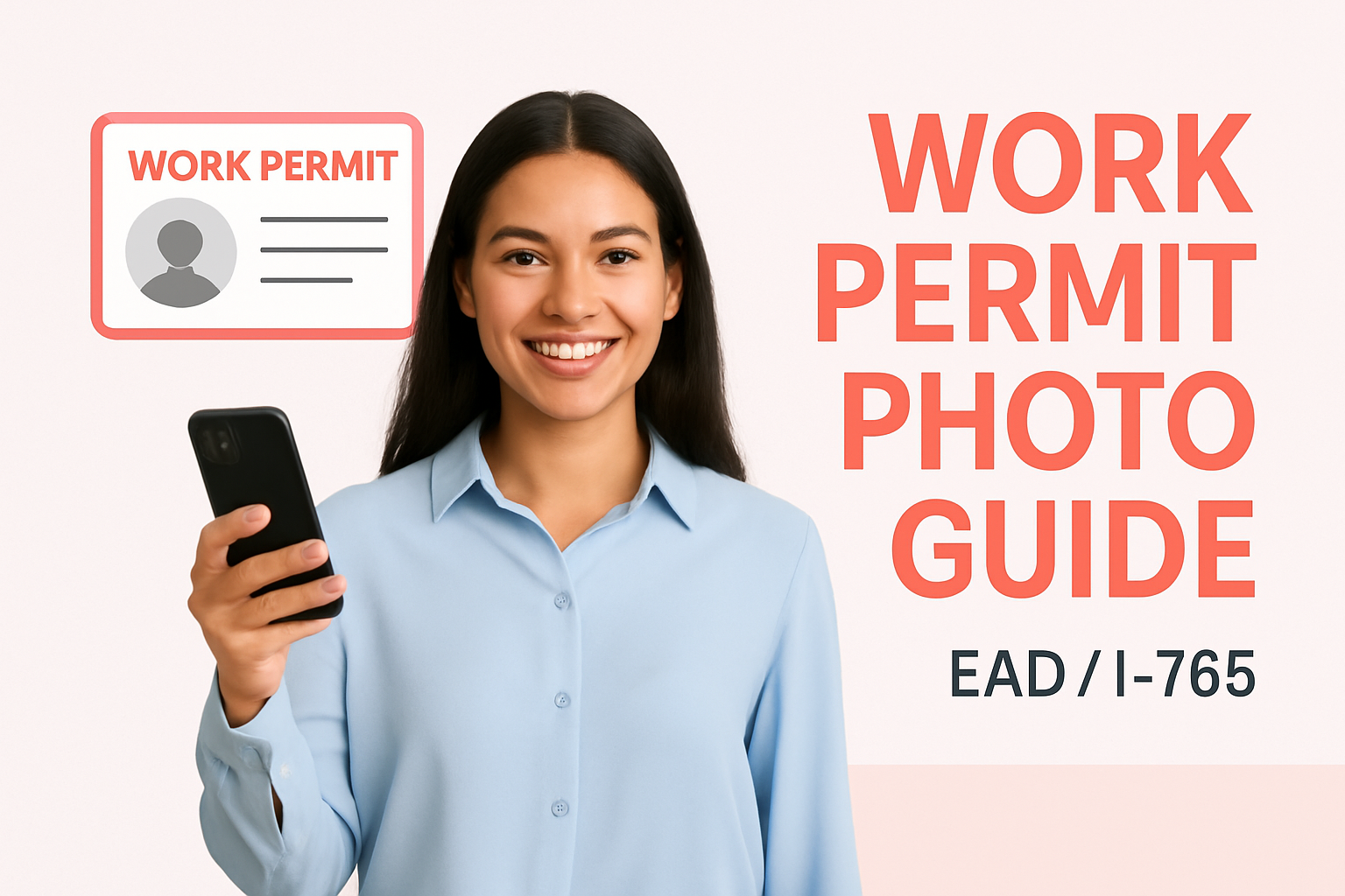 EAD work permit photo requirements guide showing proper passport-style photo