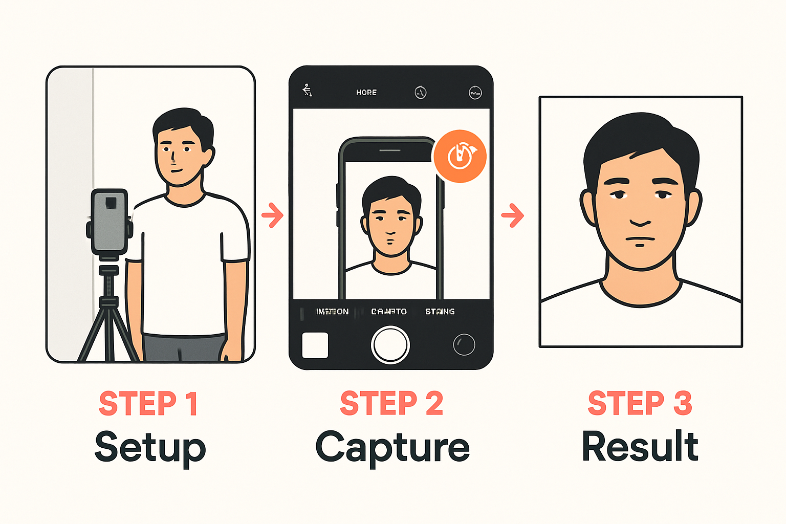 スマホで証明写真を撮影する様子