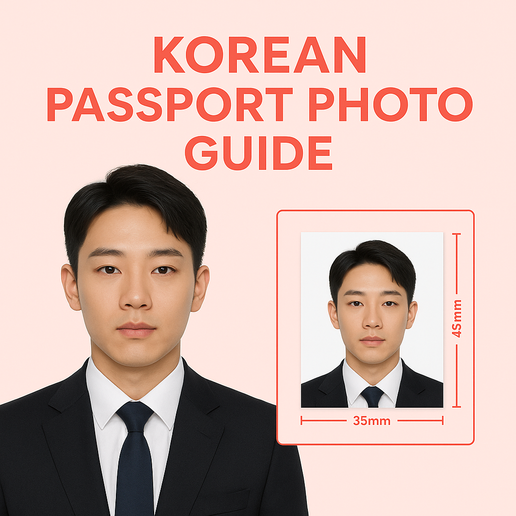 여권 사진 규격 가이드 다이어그램