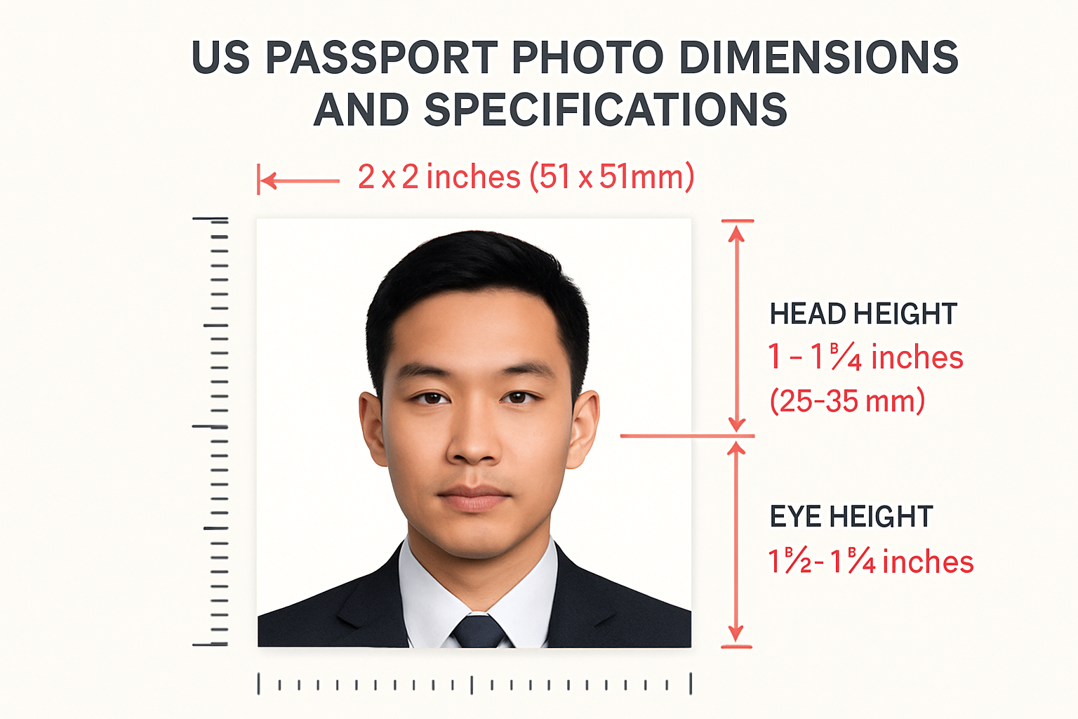 美国护照照片尺寸规格标注