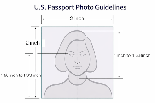 Passport photo size example